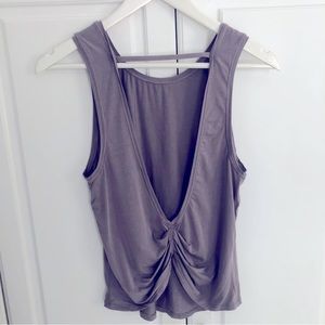 Lululemon Cinched Back Tank Grey Back Cut Out Yoga Workout Top Athleisure Soft *